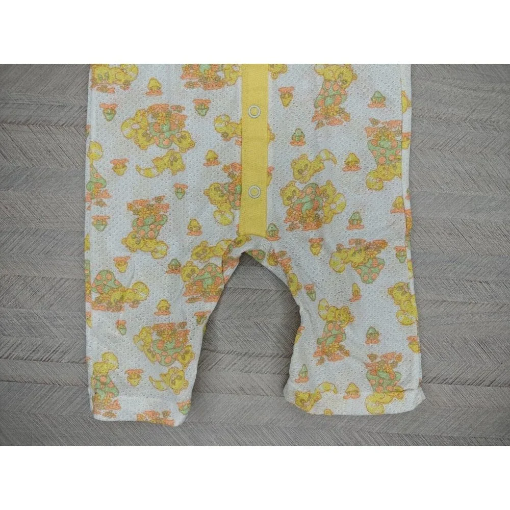 Vintage Carter's Baby Romper 6 Mo 18 Lbs Yellow Orange Mushrooms Raccoons